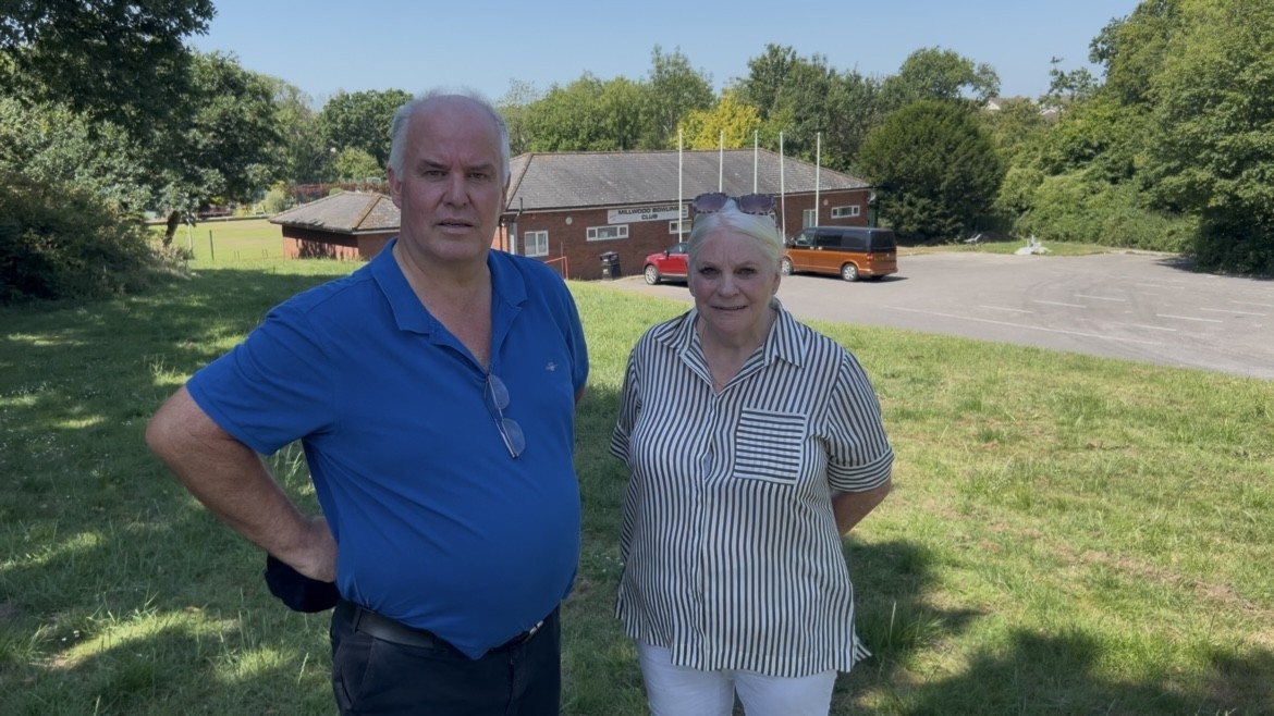 Andrew RT Davies and Cllr Janice Charles at Weycock Cross